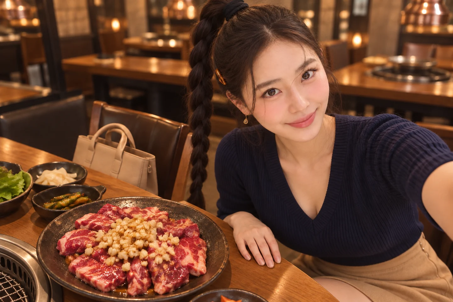 갈비와 다진 마늘 구성을 참고한 김마에의 AI 셀카
