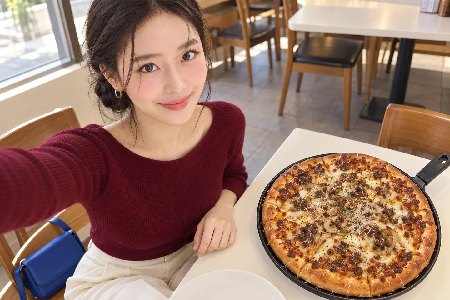 불고기·치즈크러스트 메뉴를 참고한 김마에의 AI 셀카