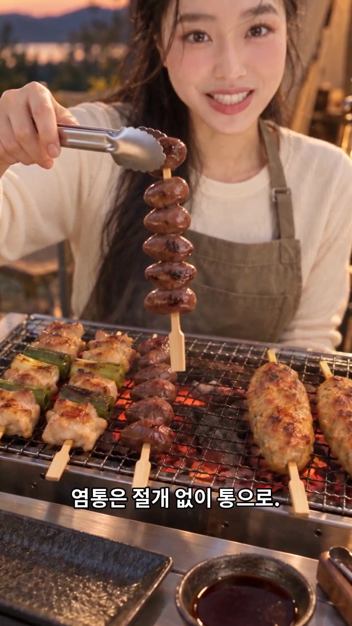 김마에 AI 영상 속 꼬치 소개 장면