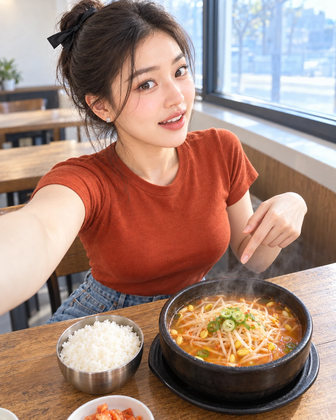 AI illustration: A bean-sprout bowl starts the breakfast discussion. Toppings matter too.