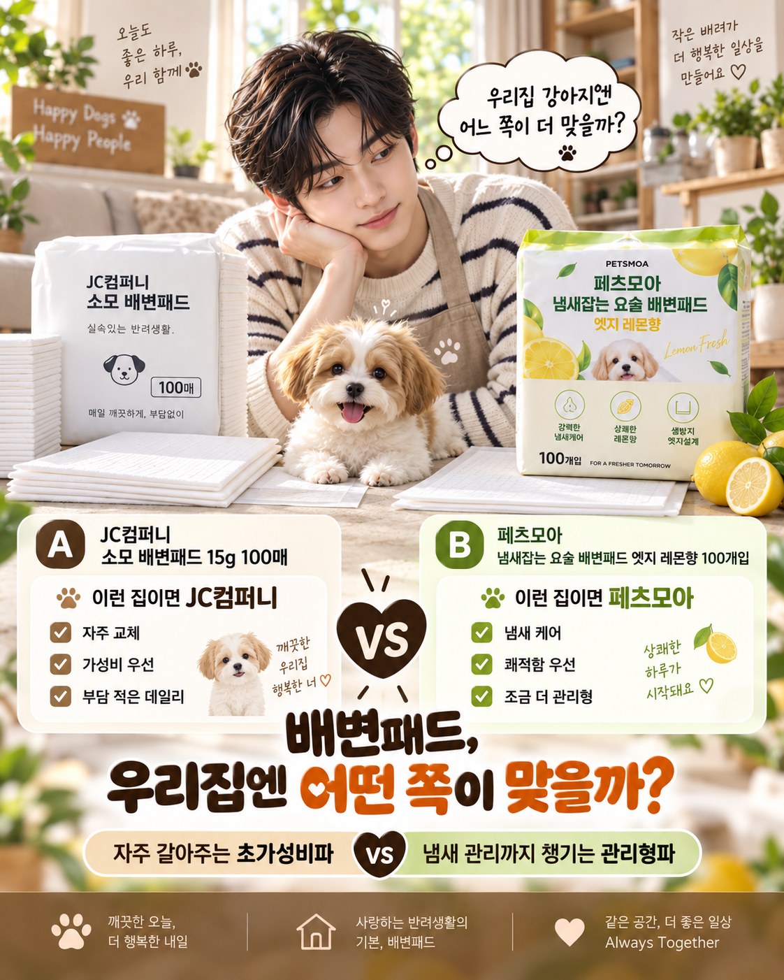 JCCOMPANY와 페츠모아 배변패드 중 교체 습관과 향 취향에 맞는 제품을 고르는 선택가이드